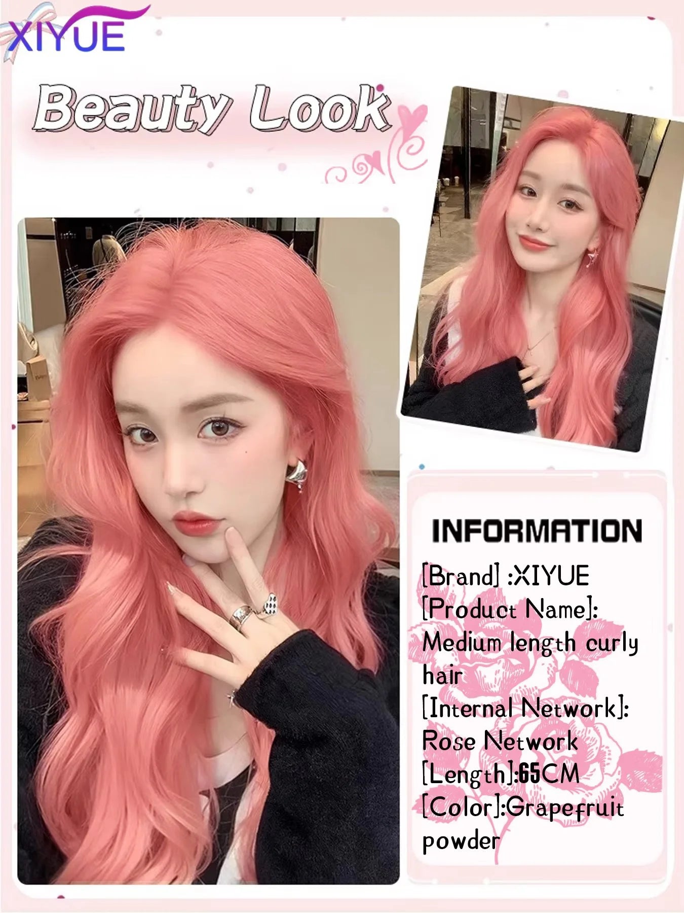 BXOXO orange pink wig Long Wavy Synthetic Wigs Middle Part Natural Wave Wig Heat Resistant Cosplay Party Daily Hair Wig for