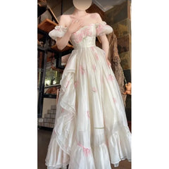 BXOXO Draping Effect off-Shoulder Dress for Women Seaside Vacation Style Super Fairy Women's Skirt