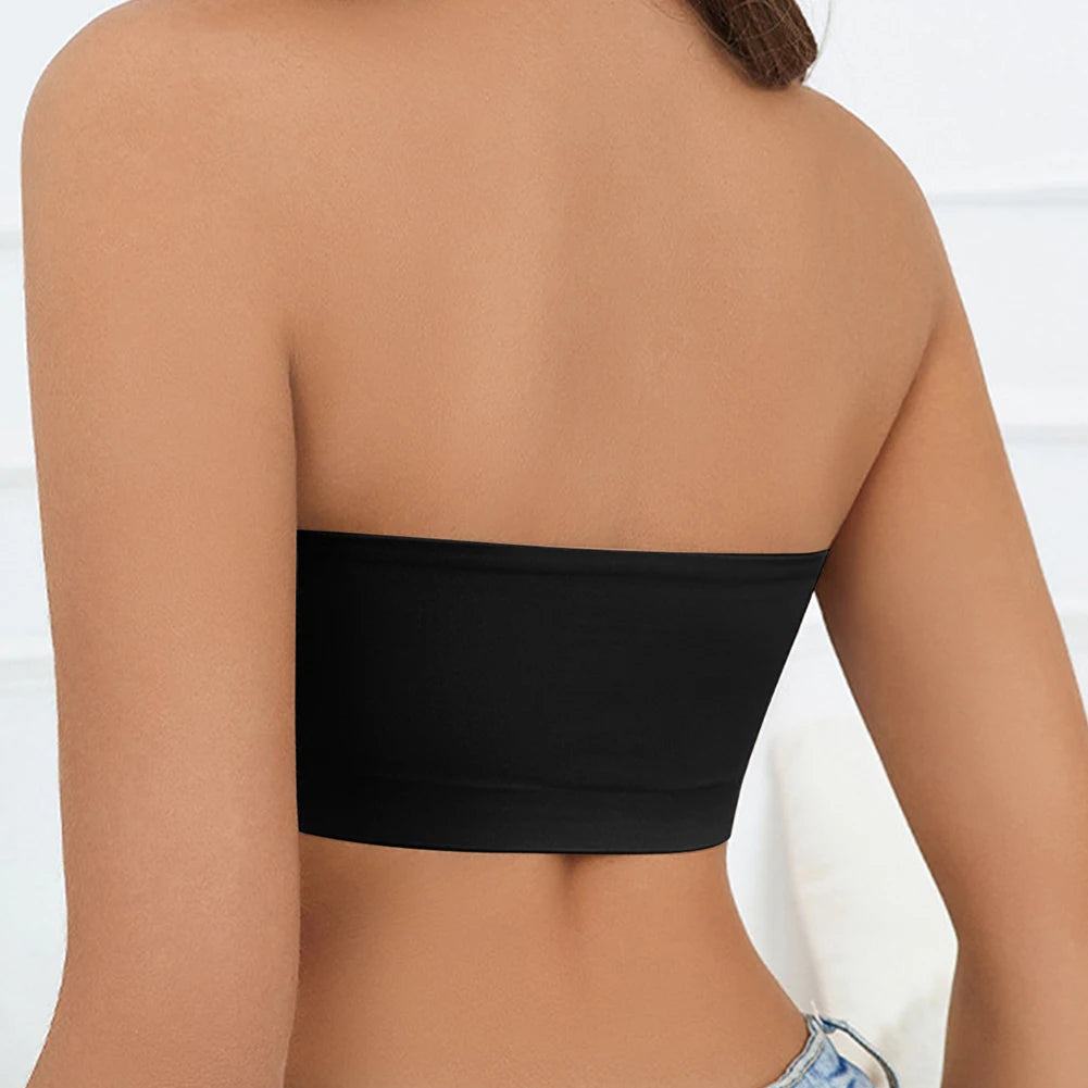Bxoxo Women Tube Strapless Bra Chest Wrap Bandeau Unlined Seamless Breathable Comfortable Underwear Tops