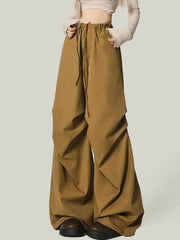 Bxoxo Black Y2K Streetwear Cargo Pant Women Vintage High Waist American Loose Trousers Hip Hop Retro Bf Wrinkles Paratrooper Pants New