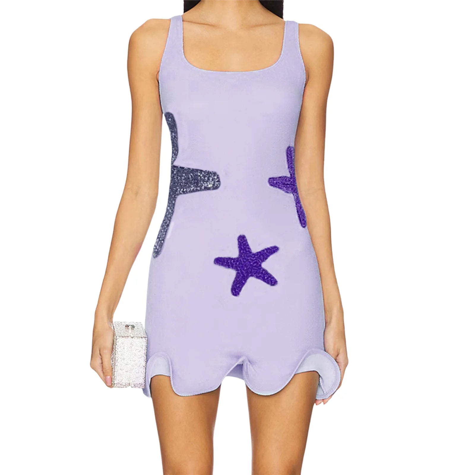 BXOXO Sparkling Sequined Strap Women's Knit Mini Dress Elegant Shiny Sleeveless Bodycon Holiday Dresses Beach Party Vestido