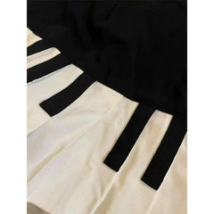 Bxoxo American Vintage Black White Piano Keys Skirts Y2k Slim Waist Ruched A-line Skirt for Women 2025 Summer New Faldas Mujer