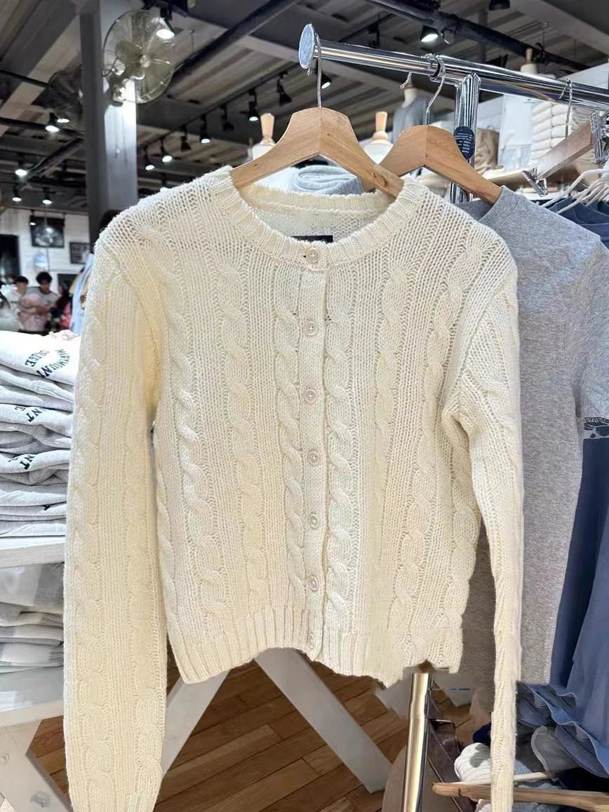 Bxoxo Flower Chic Cardigan Sweater Woman Round Neck Long Sleeve Single Breasted Cotton Outerwear Autumn Casual Loose Sweaters