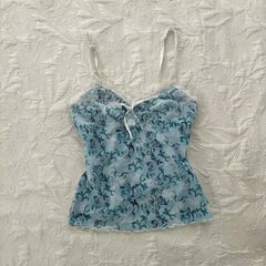 BXOXO Flower Leopard Pattern Suspenders Emo Girl Casual Fashion Y2K Crop Top Chic Harajuku Aesthetic Sweet Urban Sexy Punk Women's Top