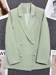 Bxoxo Women Elegant Blazer Coat Sweet Fashion Long Sleeve Casual Suit Jacket Korean New Fall Winter Female Double Buttons Outwear Tops