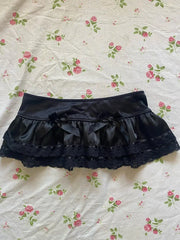 BXOXO Vintage Y2K Harajuku All-match Casual Women's Skirt Emo Girls Punk Hip-hop Rock Fashion Lace Bow Chic Aesthetic Sweet Mini Skirt