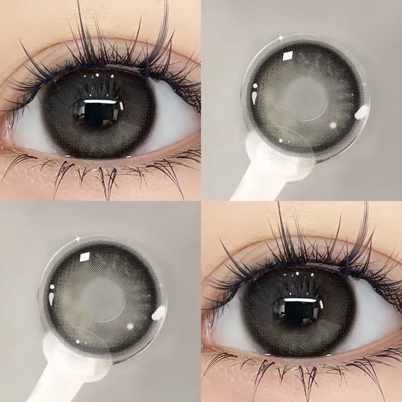 BXOXO 2PCS Korea Colored Contact Lenses Myopia Degree -0.00 to -8.00 Gray Eyes Beauty Pupil Brown Makeup Lens