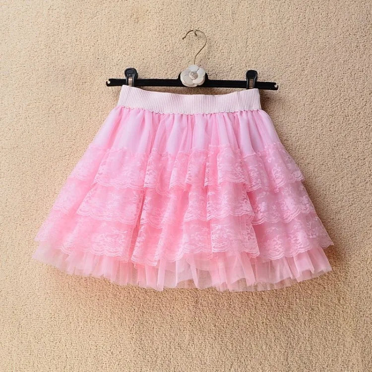 BXOXO Elastic Gothic Ruched Lace Tutu Skirt Women Black Mesh Detail Petticoat Sexy Mini Tulle Skirts Party Club Wear Dancer