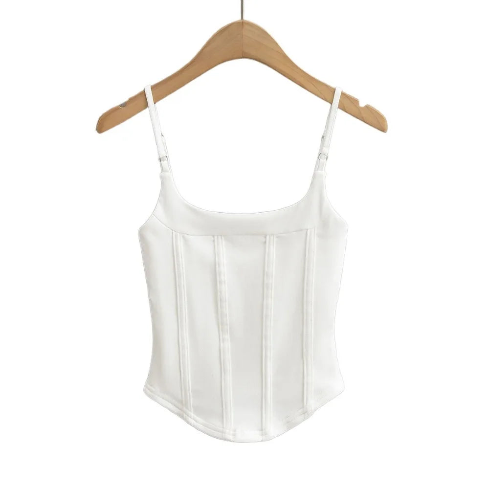 Bxoxo Sexy Spaghetti Straps Cotton Vest Women Summer Korean Solid Slim Sleeveless Camis Y2K Fashion Patchwork Female Crop Tops