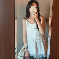 Bxoxo Spring Summer Layered Design Dstring Waist ter irt Women's Vest Top Polyester Fiber 00% New Sle ter Ne irt