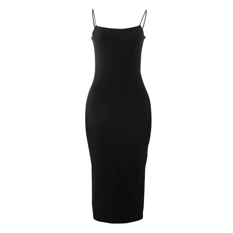 BXOXO Summer Black Sexy Dress Women Streetwear Sleeveless Backless Solid Spaghetti Strap Bodycon Casual Clubwear Elegant Party Dresses