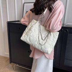 BXOXO Heart Embroidery Tote Bag Spring Trendyol Handbags for Women Daily Commute Large Capacity Underarm Shopping Shoulder Bag