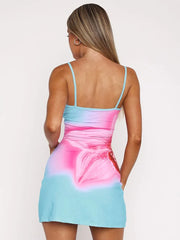 BXOXO Spaghetti Strap Floral Print Sexy Mini Dress For Women Robe Fashion Elegant Sleeveless Backless Summer Beach Dress