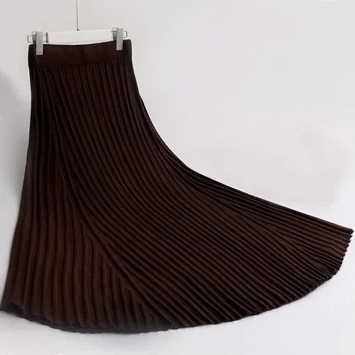 Bxoxo Winter Thickening Wool Blend Warm Maxi Long Rib Knitted Skirt Draping Large Swing Skirt