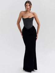 BXOXO  Off-shoulder Strapless Sexy Maxi Dress For Women Elegant Sleeveless Backless Bodycon Club Party Evening Long Dress