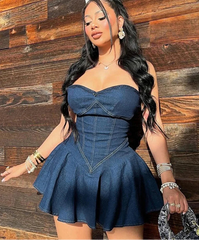 BXOXO High-quality sexy Dress Wrapped Around The Chest European And American Style Authentic Mini Dress Without Sleeves Or Straps