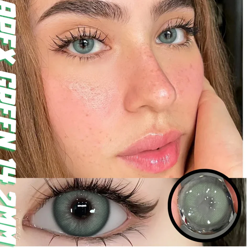 BXOXO 1 Pair Colorcon Colored Contact Lenses with Degree Myopia Lenses Blue Eye Lenses Green Lenses Natural Eye Lenses