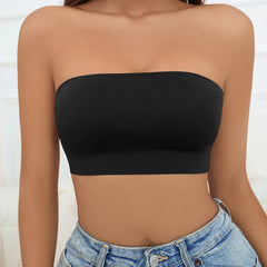 Bxoxo Women Tube Strapless Bra Chest Wrap Bandeau Unlined Seamless Breathable Comfortable Underwear Tops