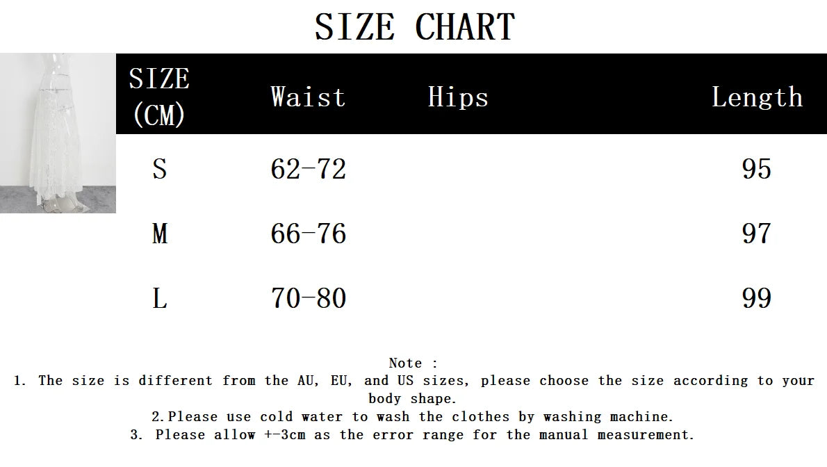 Bxoxo New Jacquard Lace Sheer Long Skirt Women Elastic Waist White Sexy Transparent Maxi Skirts Female Streetwear Fashion Faldas Jupe