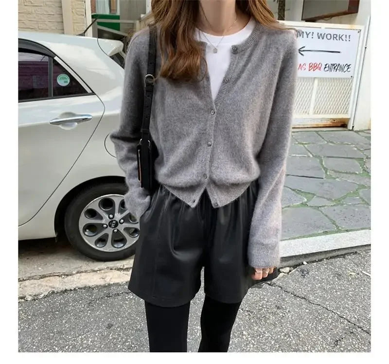 Bxoxo Knitted Sweater Cardigan Loose-fit Warm Jacket Inner Wear Outer Korean Style Stylish Women's Top Core-spun Yarn