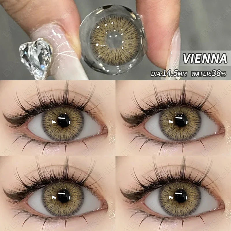 BXOXO 1 Pair New Fashion Blue Color Contact Lenses for Eyes Natural Brown Eyes Contacts Lenses Yearly Gray Colorful Eyes Lens