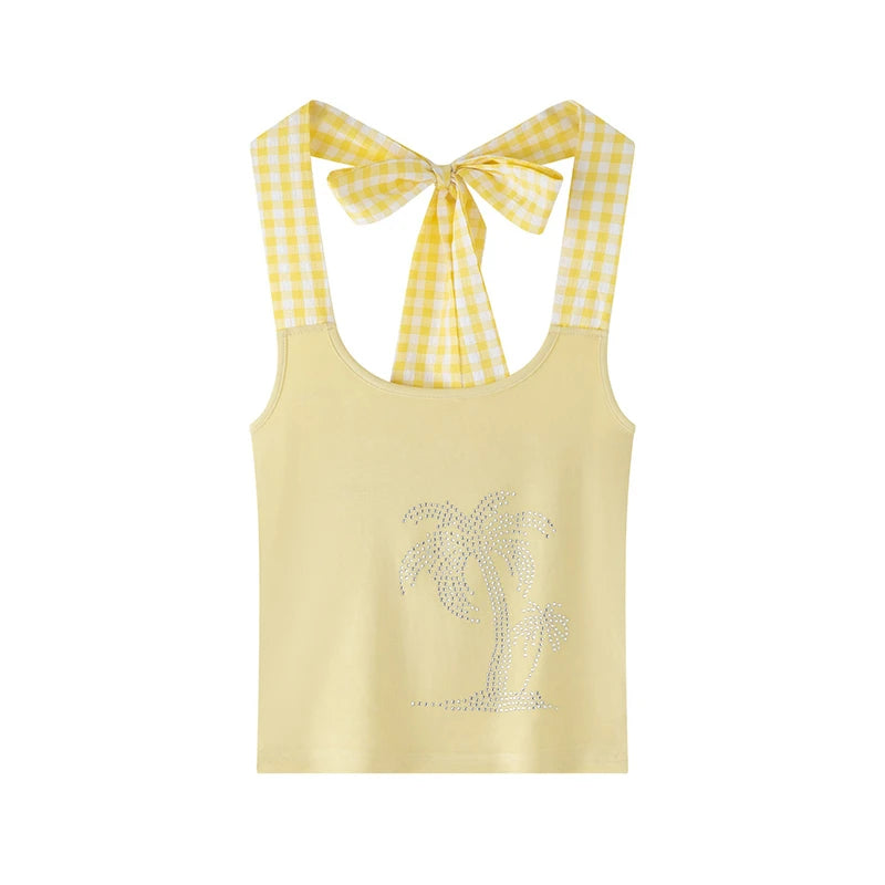 BXOXO Y2k Japanese Tank Tops Lace Up Print Graphic Tops Streetwear Sleeveless T Shirt Women Y2k Vintage Backless Summer Tanks