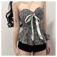 BXOXO Elegant Hanging Neck Women Camis Y2K Summer New Sexy Slash Neck Lace Up Tops Korean Chic Slim One Shoulder Tube Tops