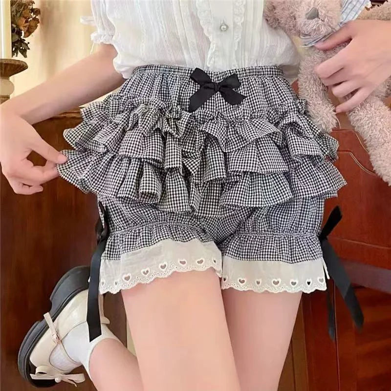 Bxoxo Y2K Sweet Lolita Tutu Skirts Women Japanese High Waist Kawaii Preppy Patchwork Dance Skirts Summer Cute with Bow Mini Cake Skirt