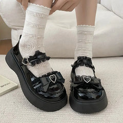 BXOXO New Fashion Buckle Women's Pumps Spring Autumn Mary Jane Round Toe Solid Butterfly Knot Platform Casual Ladies Shoes