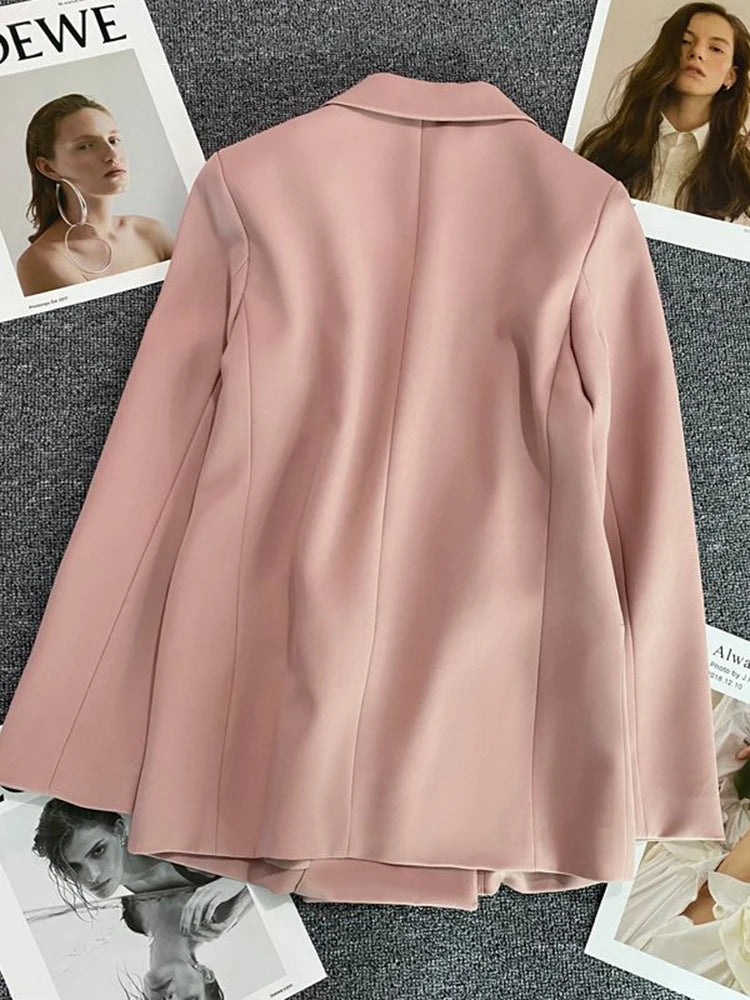 Bxoxo Women Elegant Blazer Coat Sweet Fashion Long Sleeve Casual Suit Jacket Korean New Fall Winter Female Double Buttons Outwear Tops