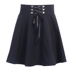 Bxoxo Gothic Black Skirt Japanese-Style Hipster Black JK Bubble Women's Lace-up Back Zip Ins Girl's Pleated Mini Skirt