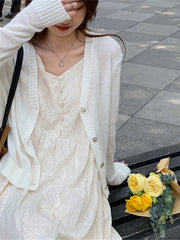 Bxoxo A-Line Lace Dr Hollow out Button Detail Inner  Strapl Long Skirt High Waist Commute Sle Pure Color Gown
