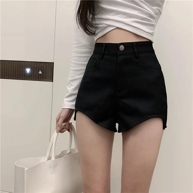 BXOXO Woman Denim Shorts Summer Elastic Jeans Short Women Streetwear Mujer Short Pants Femme Hot Girls Clothing Black