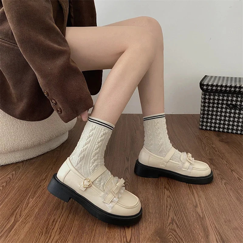 BXOXO Brand Ladies Shoes Round Head New Women's Flats Outdoor Mary Jane Flats Solid Bow Tie Shoes Female Flat Shoes Zapatos