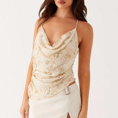 BXOXO Women Y2K Sequin Cami Top Pearl Rhinestone Sleeveless Tank Top Sparkle Glitter Backless Crop Top Going Out Streetwear