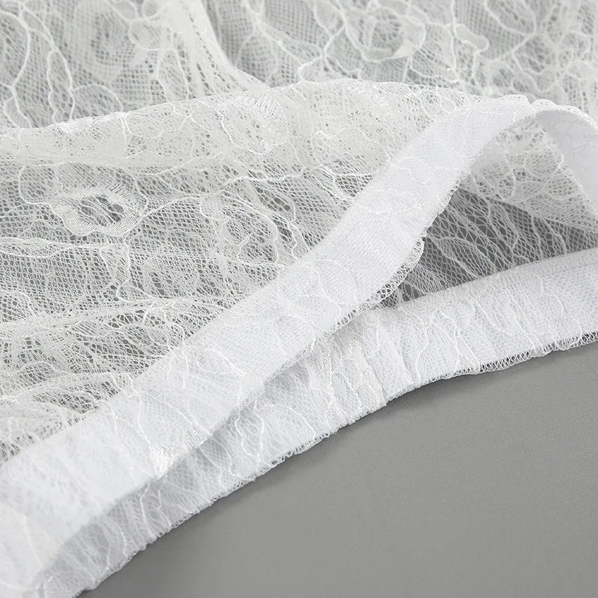 Bxoxo New Jacquard Lace Sheer Long Skirt Women Elastic Waist White Sexy Transparent Maxi Skirts Female Streetwear Fashion Faldas Jupe