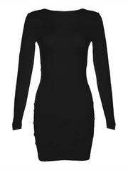 BXOXO Sexy Back Open Backless Elastic Slim Bodycon Dress Women Long Sleeves Girdling Waist Skinny Dress Elegant Club Party Vestidos