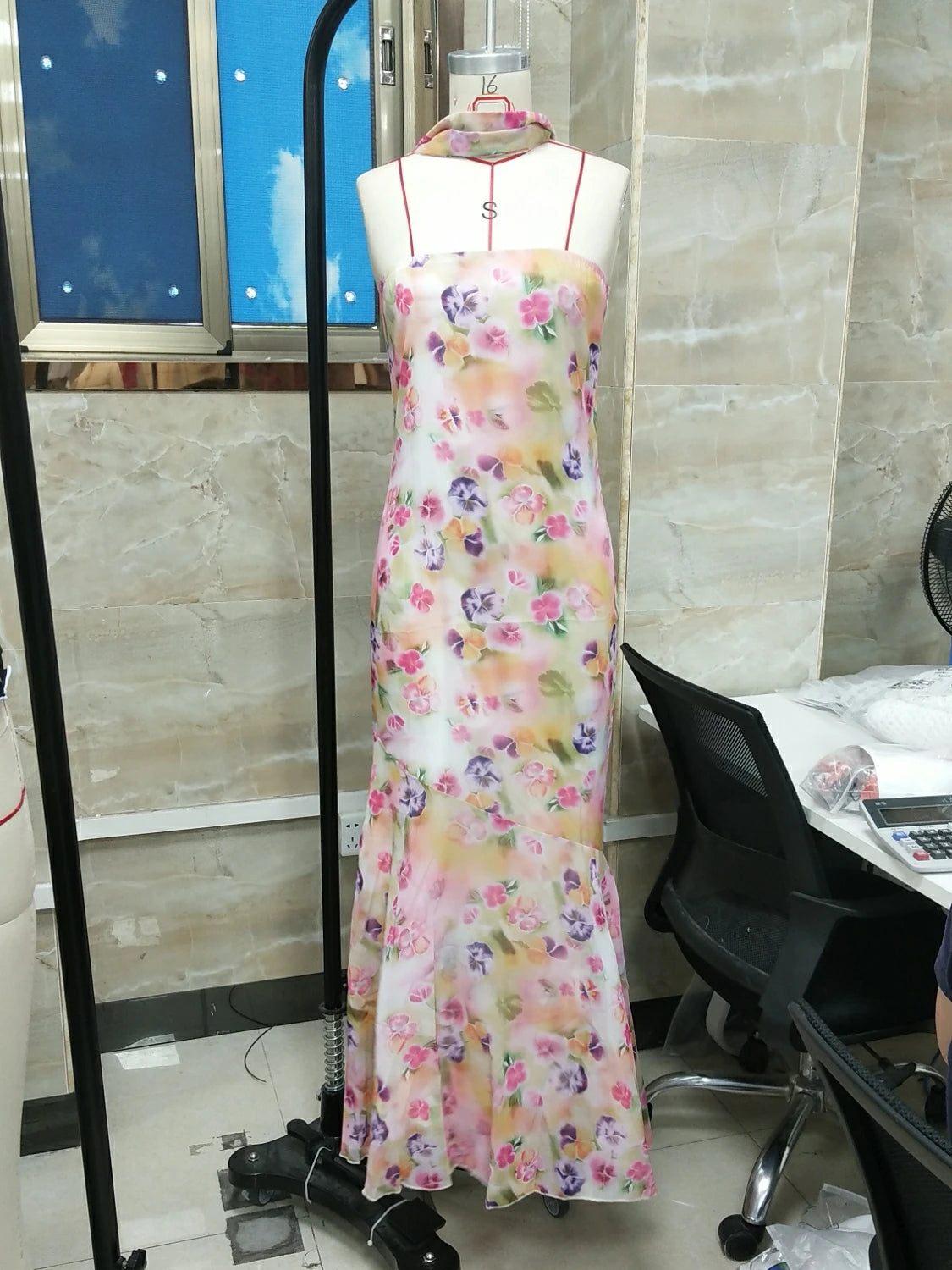 BXOXO Women Flower Tube Top Dress Slim Off Shoulder Sleeveless Long Bodycon Dress with Scarf Summer Formal Party Sundress