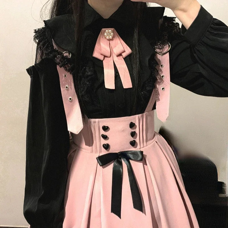 BXOXO Japanese Kawaii Girl Sweet Cute Lolita Hollow Out Shirt Autumn Y2k Aesthetic Lace All Match Blouse Top Women New JK Loose Blusas