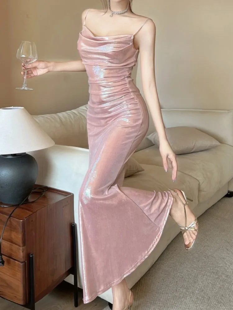 Bxoxo Summer Vintage Bodycon Dress for Women Fashion Sexy Sleeveless Spaghetti Strap Slim Party Club Vestidos Female Elegant Clothes