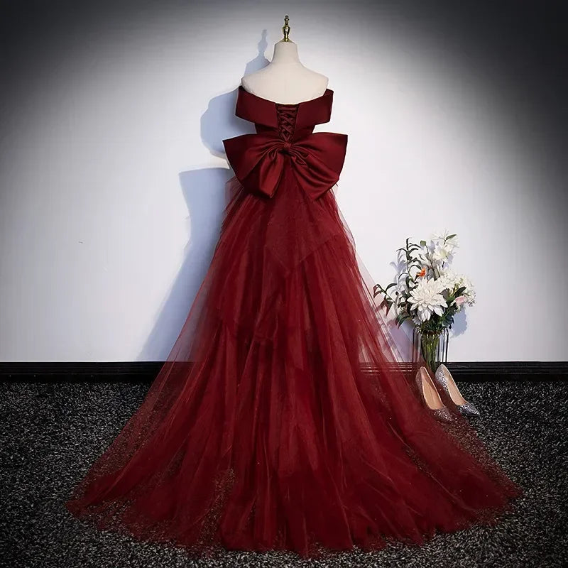 BXOXO Fashion Party Evening Dresses Women Sexy V-neck Off The Shoukder Weddding Prom Dresss Mesh Bow Bodycon Fishtail Vestido