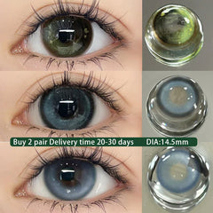 BXOXO 1Pair Blue Green Colour Contacts Lenses  Prescription Myopia Gray Eye Lenses Beauty Pupil Makeup Soft Lenses