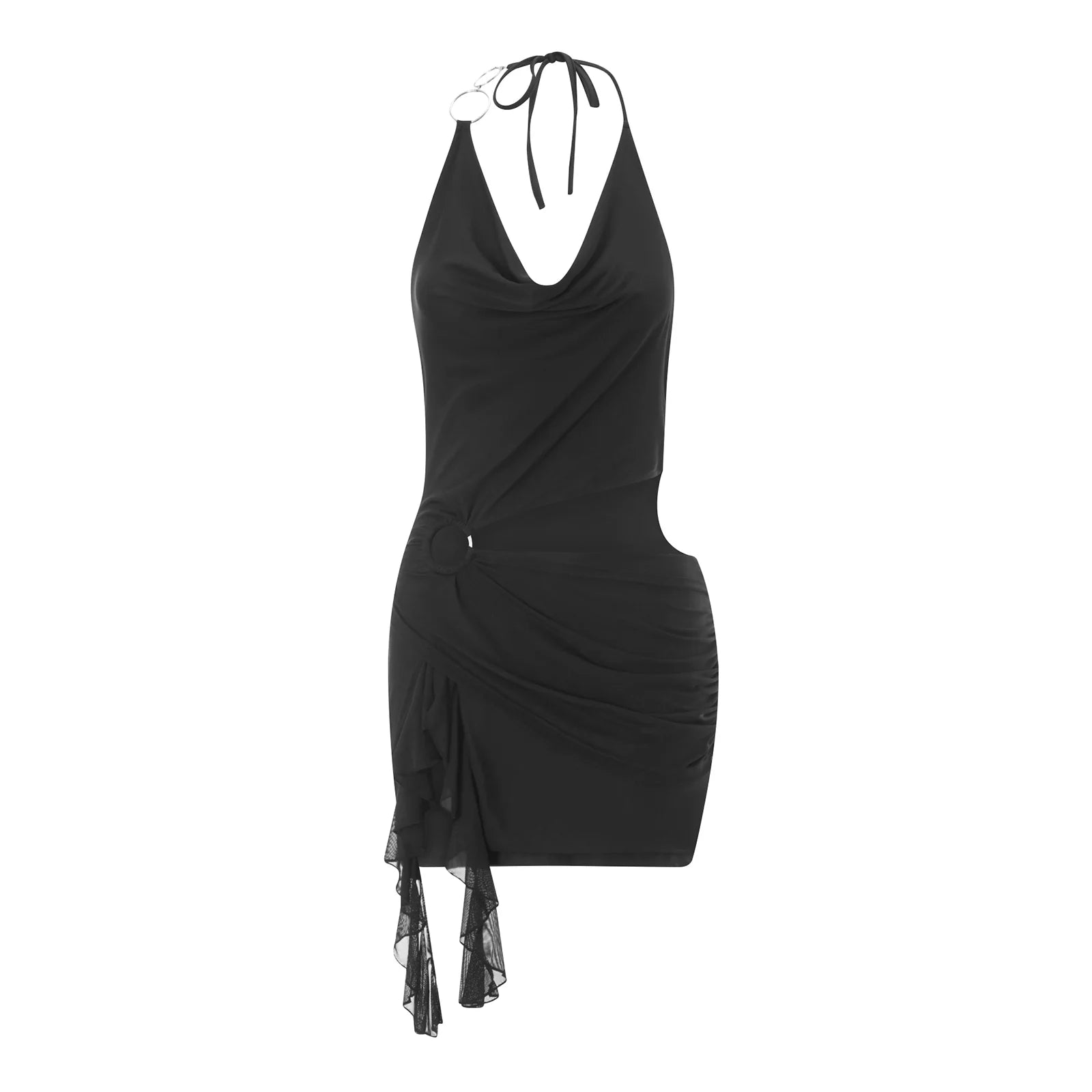 BXOXO Fashion Women Summer Mini Beach Dress Sleeveless Backless Halter Neck Printed Dress for Beach Holiday Party Clubwear