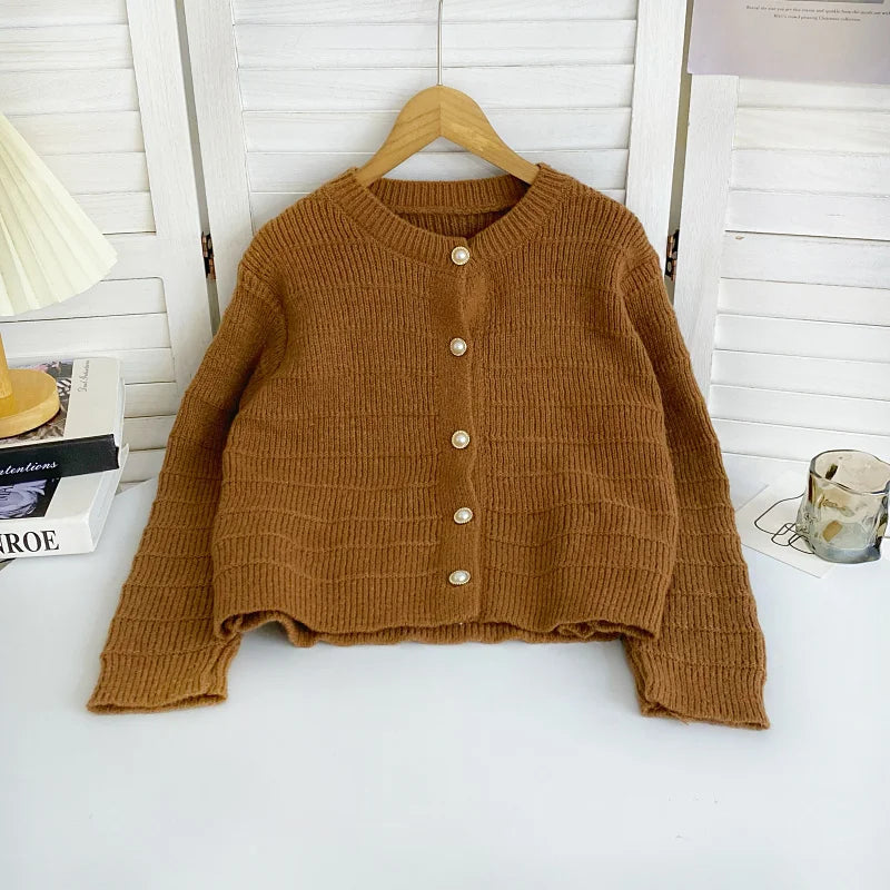 Bxoxo Button Front Knit Cardigan Sweater for Women Long Sleeve Single Breasted Sweater Jacket Ladies Autumn Winter Elegant Outfit
