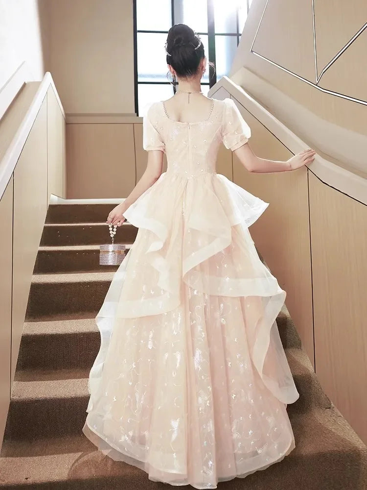 BXOXO Robe de soiree New Square Collar Slim Dress Women Wedding Elegant Evening Dresses Formal Party Dress Prom dresses Luxury Dress