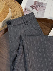 Bxoxo High Waist Striped Wide Leg Pants Women Korean Streetwear Casual Pants Harajuku Office Ladies Loose Suit Straight Trousers