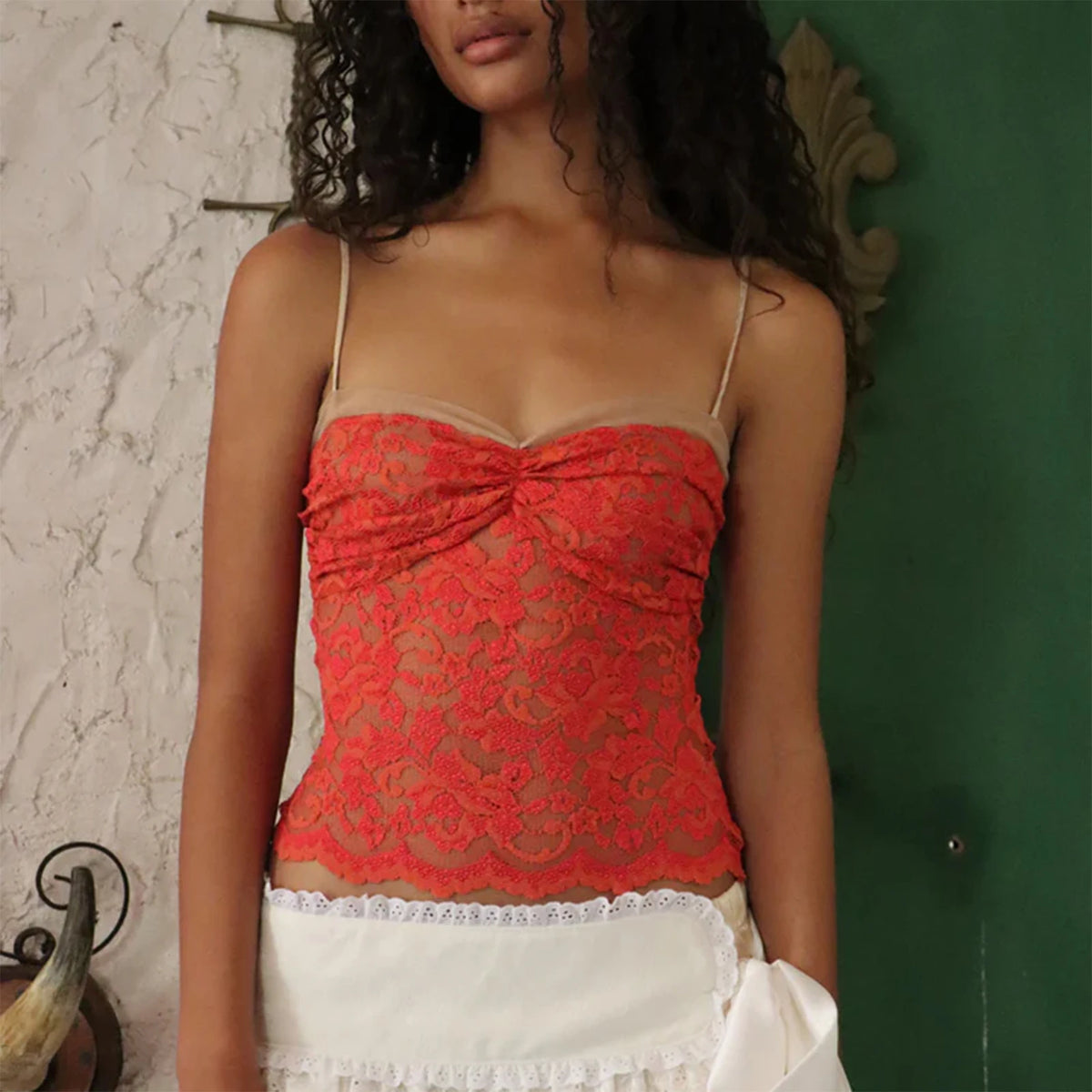 BXOXO Women Y2K Retro Lace Cami Tops Sexy Backless Spaghetti Strap V Neck Low Cut Tanks Sheer Floral Lace Tank Tops Summer
