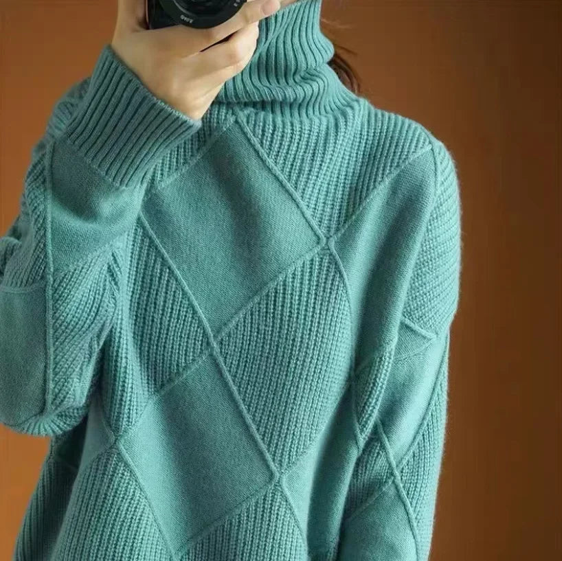 Bxoxo New UZZDSS High Necked Cashmere Plain Sweater Pullovers
