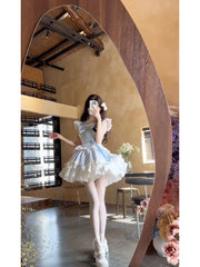 BXOXO - French Ball Gown Square Neckline Short Tulle Blue Lolita Dresses Party Dress Birthday Outfits HOT1200