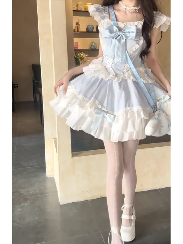 BXOXO - French Ball Gown Square Neckline Short Tulle Blue Lolita Dresses Party Dress Birthday Outfits HOT1200